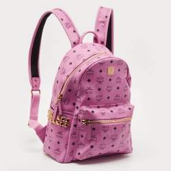 مملوكة مسبقًا حقيبة ظهر إم سي إم مرصعة ستارك صغيرة-متوسطة كانفاس مقوى فيستوس وردية