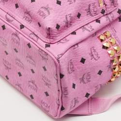 مملوكة مسبقًا حقيبة ظهر إم سي إم مرصعة ستارك صغيرة-متوسطة كانفاس مقوى فيستوس وردية