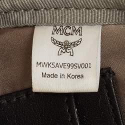 Pre Owned حقيبة ظهر إم سي إم صغيرة مرصعة جلد أسود/رمادي ستارك