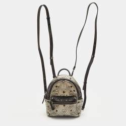 مملوكة مسبقًا MCM Stark Black/Grey Mini Studded Leather Backpack