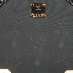 مملوكة مسبقًا MCM Black Studded Berlin Black Coated Canvas Round Bag