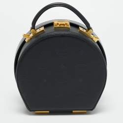 مملوكة مسبقًا MCM Black Studded Berlin Black Coated Canvas Round Bag