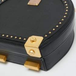 مملوكة مسبقًا MCM Black Studded Berlin Black Coated Canvas Round Bag