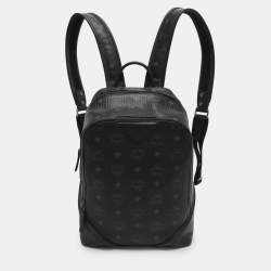 مملوكة مسبقًا MCM Duke Black Visetos Coated Canvas Backpacks