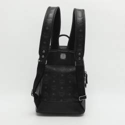 Pre Owned حقيبة ظهر إم سي إم ديوك كانفاس مقوى فيستوس أسود