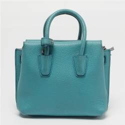 Pre Owned MCM Milla Park Avenue Mini Light Blue/Grey Leather Tote