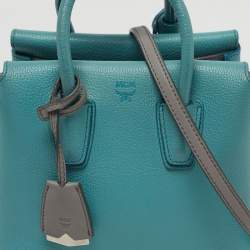 Pre Owned MCM Milla Park Avenue Mini Light Blue/Grey Leather Tote