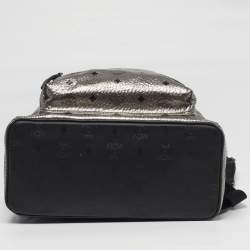 Pre Owned MCM Studs Stark Medium Silver/Black Visetos Coated Canvas Backpack