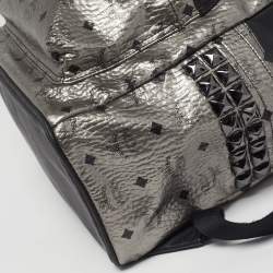 Pre Owned MCM Studs Stark Medium Silver/Black Visetos Coated Canvas Backpack