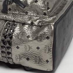 Pre Owned MCM Studs Stark Medium Silver/Black Visetos Coated Canvas Backpack