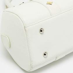 مملوكة مسبقًا MCM Enamel Logo White Leather Zip Satchel