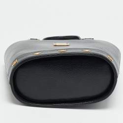 Pre Owned MCM Flap Studded Black Leather Bucket Tote