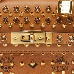 مملوكة مسبقًا MCM Heritage Mini Cognac Visetos Coated Canvas and Leather Top Handle Bag