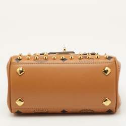 مملوكة مسبقًا MCM Heritage Mini Cognac Visetos Coated Canvas and Leather Top Handle Bag