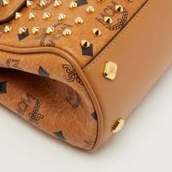 مملوكة مسبقًا MCM Heritage Mini Cognac Visetos Coated Canvas and Leather Top Handle Bag