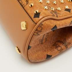 مملوكة مسبقًا MCM Heritage Mini Cognac Visetos Coated Canvas and Leather Top Handle Bag