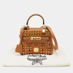 مملوكة مسبقًا MCM Heritage Mini Cognac Visetos Coated Canvas and Leather Top Handle Bag