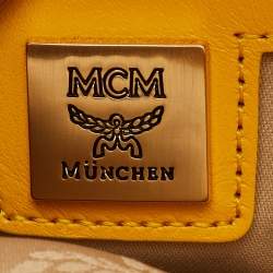 Pre Owned MCM Stark Yellow Visetos Coated Canvas and Leather Backpack