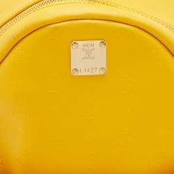 Pre Owned MCM Stark Yellow Visetos Coated Canvas and Leather Backpack