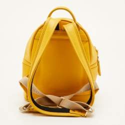 Pre Owned MCM Stark Yellow Visetos Coated Canvas and Leather Backpack