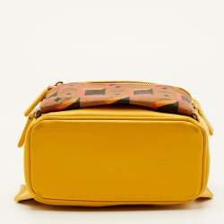 Pre Owned MCM Stark Yellow Visetos Coated Canvas and Leather Backpack
