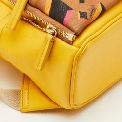 Pre Owned MCM Stark Yellow Visetos Coated Canvas and Leather Backpack
