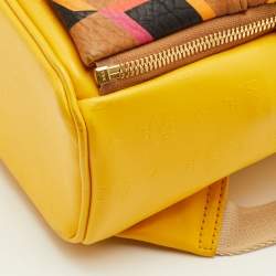 Pre Owned MCM Stark Yellow Visetos Coated Canvas and Leather Backpack