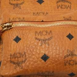 Pre Owned MCM Studded Stark-Bebe Boo Mini Cognac Visetos Coated Canvas and Leather Backpack