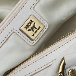 MCM White Leather Tassel Satchel