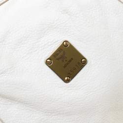 MCM White Leather Tassel Satchel