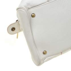 MCM White Leather Tassel Satchel