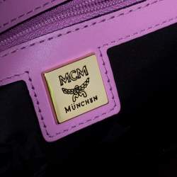 Pre Owned MCM Pink Visetos Leather Large Studs Stark Backpack  