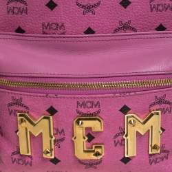 Pre Owned MCM Pink Visetos Leather Large Studs Stark Backpack  