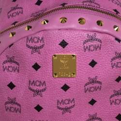 Pre Owned MCM Pink Visetos Leather Large Studs Stark Backpack  