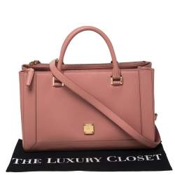 Pre Owned MCM Pink Leather Double Zip Tote