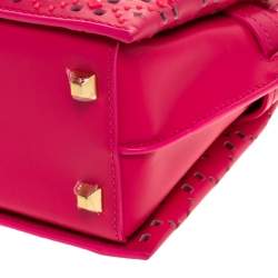 Pre Owned MCM Pink Perforated Leather Mini Milla Tote