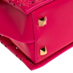 Pre Owned MCM Pink Perforated Leather Mini Milla Tote