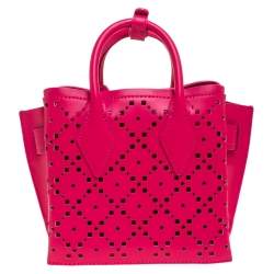 Pre Owned MCM Pink Perforated Leather Mini Milla Tote