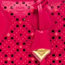 Pre Owned MCM Pink Perforated Leather Mini Milla Tote