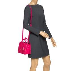 Pre Owned MCM Pink Perforated Leather Mini Milla Tote