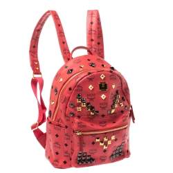 MCM Visetos Coated Canvas and Leather Small Studs Stark Backpack