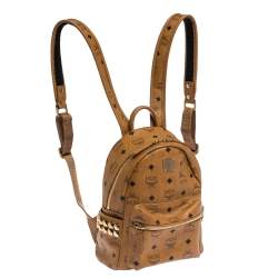 MCM Brown Visetos Coated Canvas Small Bebe Boo Backpack