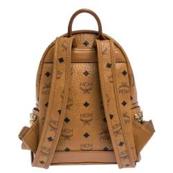 MCM Brown Visetos Coated Canvas Small Bebe Boo Backpack