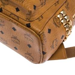 MCM Brown Visetos Coated Canvas Small Bebe Boo Backpack