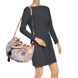 MCM Multicolor Floral Canvas and Leather Tassel Drawstring Bag