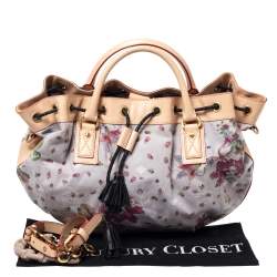 MCM Multicolor Floral Canvas and Leather Tassel Drawstring Bag