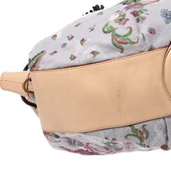 MCM Multicolor Floral Canvas and Leather Tassel Drawstring Bag