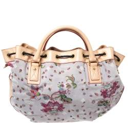 MCM Multicolor Floral Canvas and Leather Tassel Drawstring Bag