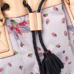 MCM Multicolor Floral Canvas and Leather Tassel Drawstring Bag