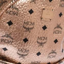 MCM Metallic Peach Visetos Coated Canvas and Leather Backpack